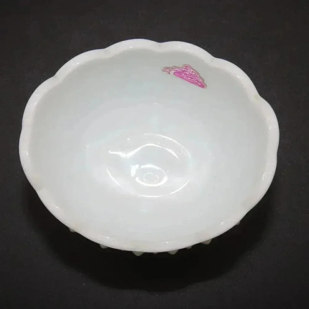 Vintage Fenton Oval Hobnail Milk Glass Sugar Bowl Creamer Set 1950s 1960s - Picture 4 of 8
